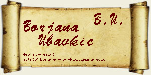 Borjana Ubavkić vizit kartica